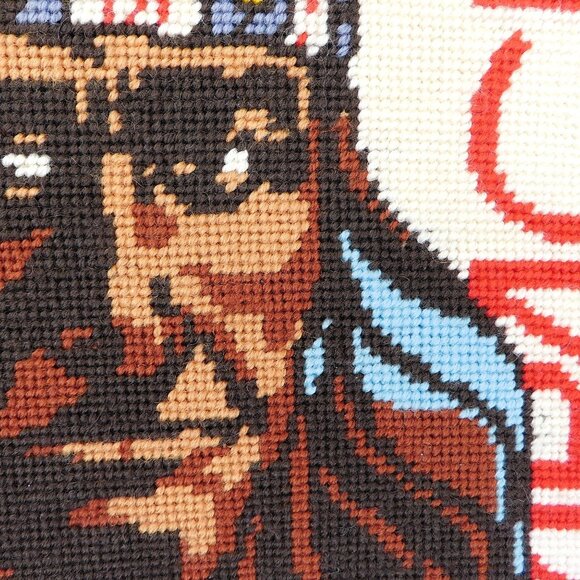 Vintage Apache Wool Needlepoint Picture Native America Indian Ready for Framing - Picture 3 of 5